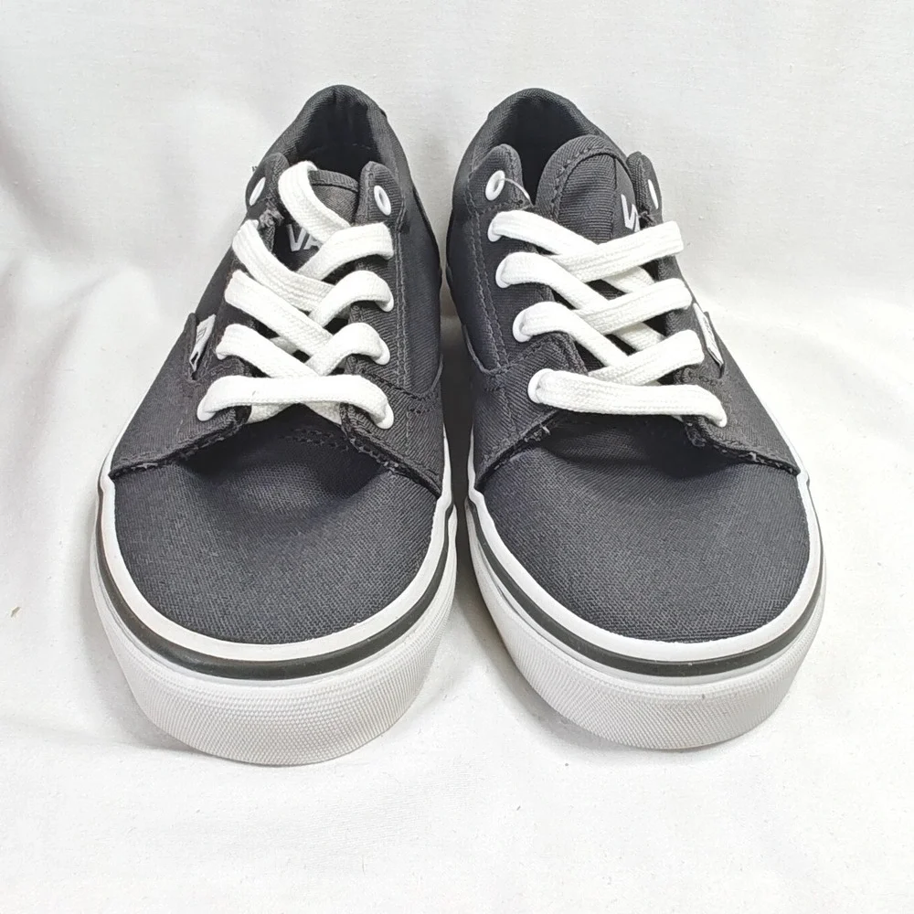 Vans Kress Sneakers Grey White Canvas Lace Up Youth Size 1 New Unisex